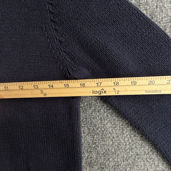 Ralph Lauren Polo Jeans Women Flag Sweater Navy Blue Knit Medium Cotton Crew - Picture 10 of 13